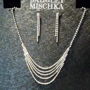 Badgley Mischka Silver Necklace and Earring Set